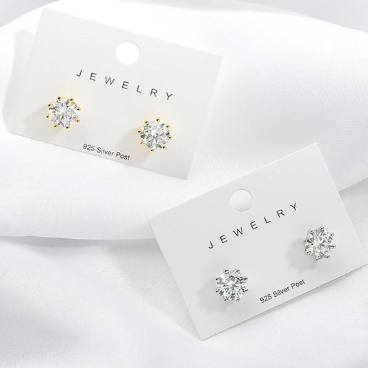 2ct Round Cut D Color Moissanite Earring Studs for Women 100% 925 Sterling Silver Lab Diamond Ear Stud White Gold Plated