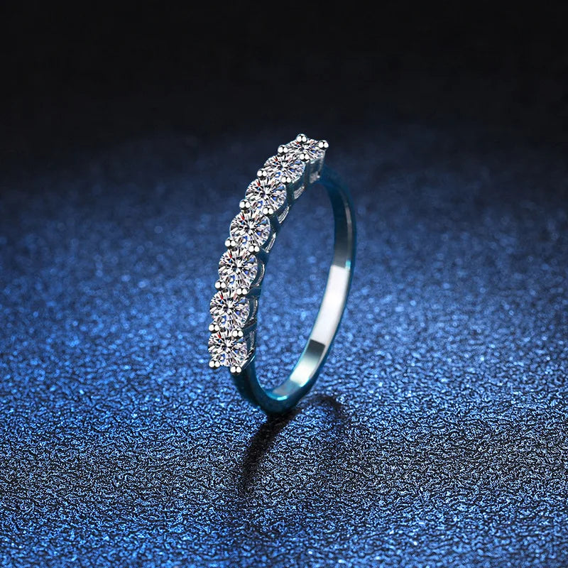 1.4CT 0.7CT 3mm Moissanite Ring for Women Half Enternity Diamond Band S925 Sterling Silver Plated White Gold Ring GRA