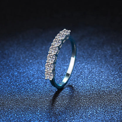1.4CT 0.7CT 3mm Moissanite Ring for Women Half Enternity Diamond Band S925 Sterling Silver Plated White Gold Ring GRA