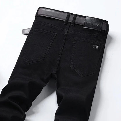 Wthinlee Business Men Jeans Casual Straight Stretch Fashion Classic Blue Black Work Denim Trousers Spring Summer Brand Clothing