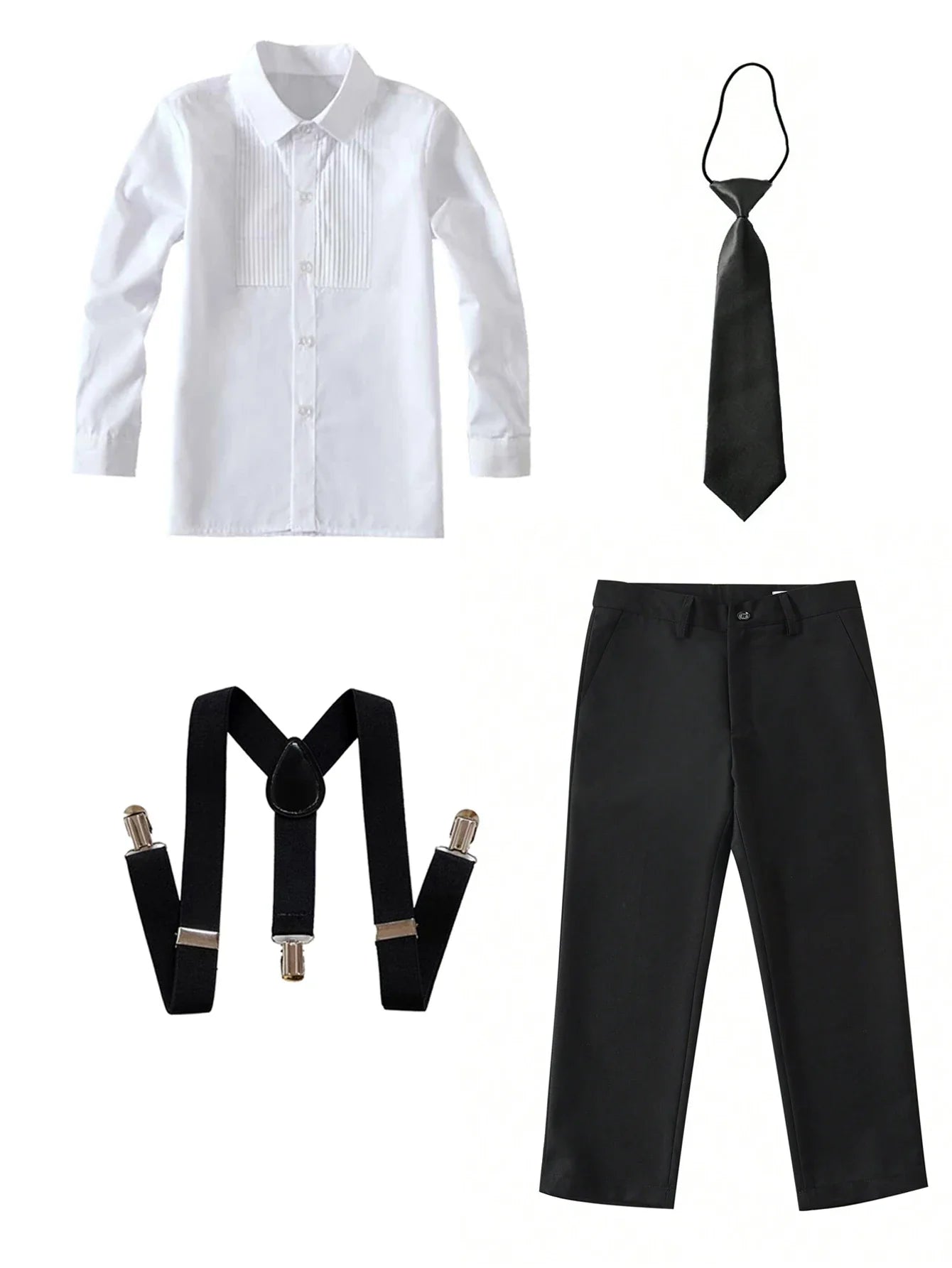 4pcs/set Boys' Suit Set With Pants, Vest, Shirt And Tie School Uniforms