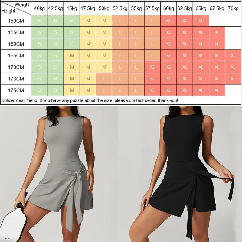 Tennis Skirts Sports Dress Golf Gym Yoga Dresses Women Girl Running Workout Long Skirt Fitness One Piece Dress