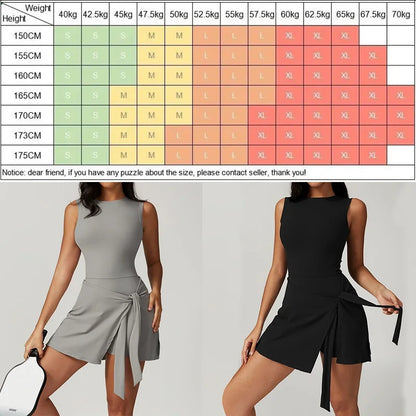Tennis Skirts Sports Dress Golf Gym Yoga Dresses Women Girl Running Workout Long Skirt Fitness One Piece Dress