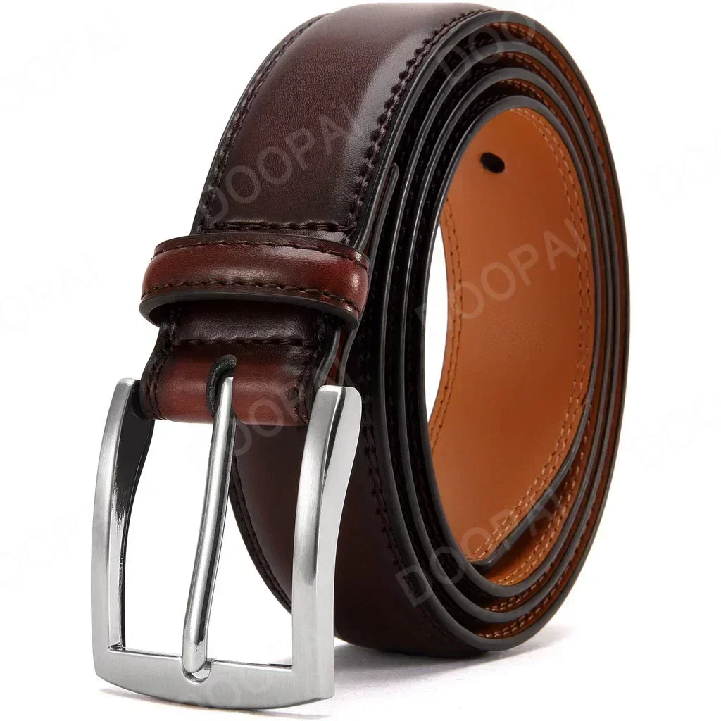 Men Belts High Quality Genuine Leather LONG Large Pin Buckle Metal Automatic Buckle Male Belts Strap Male