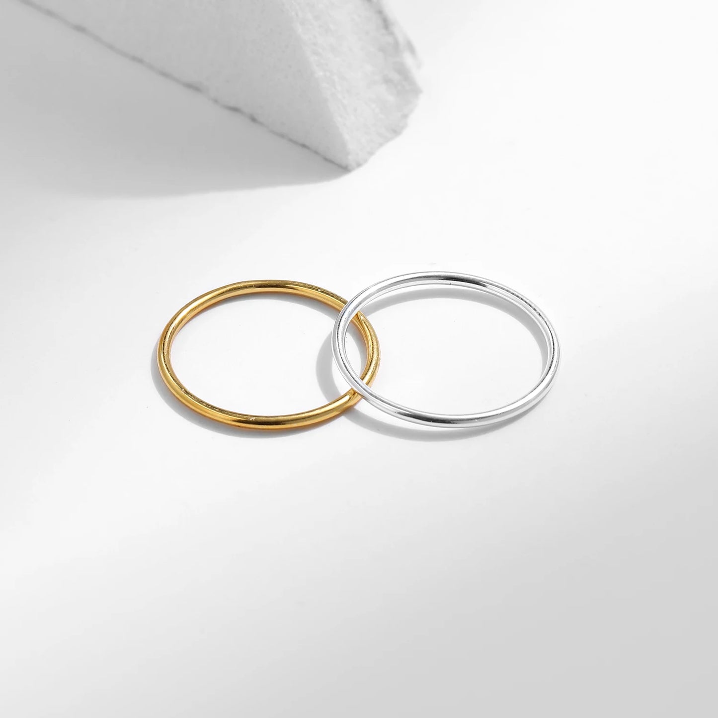925 Sterling Silver Minimalist Thin Stackable Fashion Rings Classic Gold Color Fine Jewelry For Women Girl Party Gifts