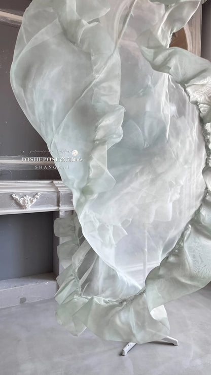 High Street Women's Mint Green Strapless Bowknot Sweet Fairy Organza Dress 2024 New Elegant Big Bow Trailing Party Wedding Dress