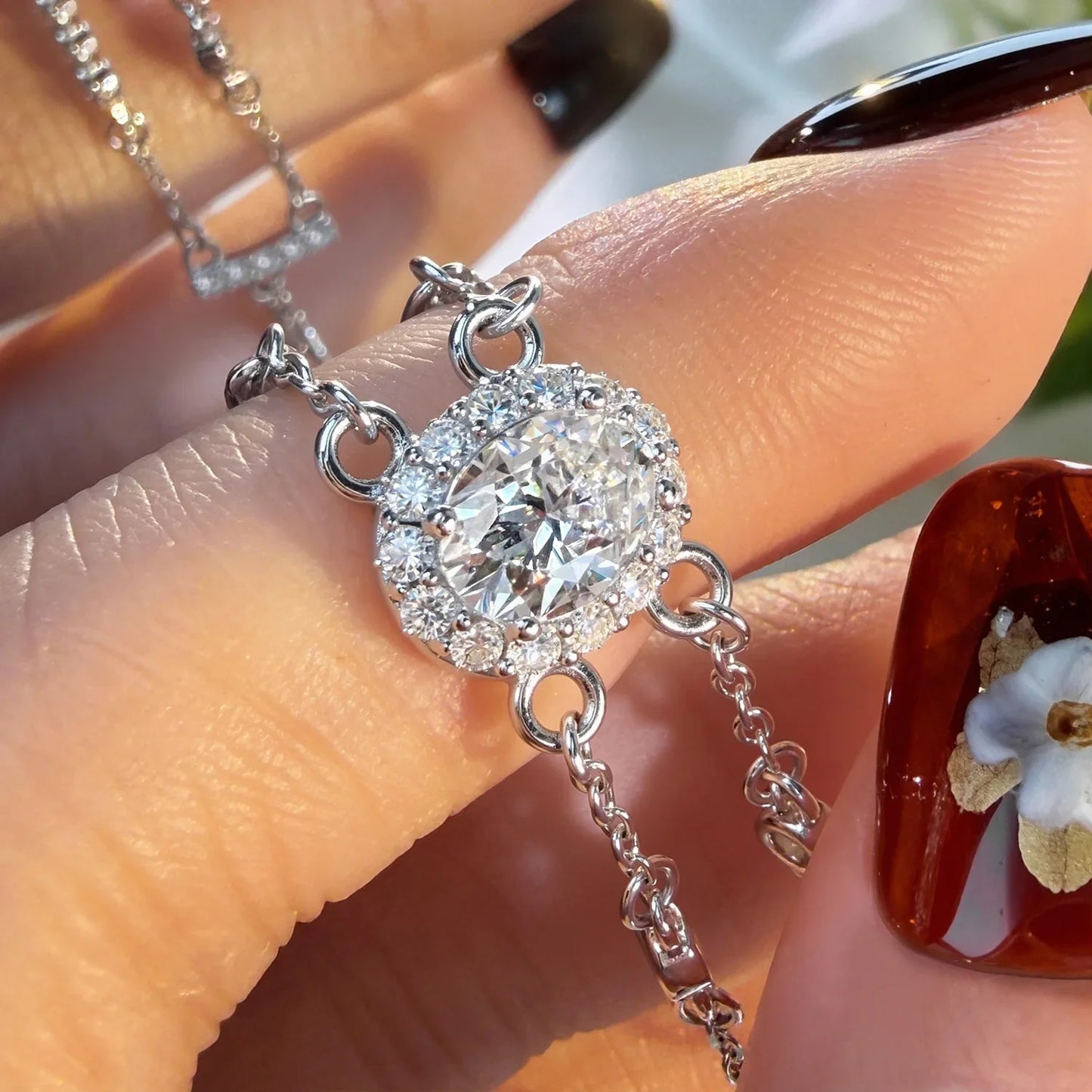 1CT Oval Ruby Papalacha Sapphire Bracelet S925 Silver intay Moissanite Emerald Gemstone Exquisite Bangle Fine Jewelry