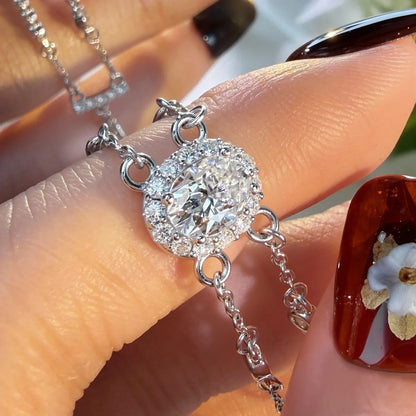 1CT Oval Ruby Papalacha Sapphire Bracelet S925 Silver intay Moissanite Emerald Gemstone Exquisite Bangle Fine Jewelry