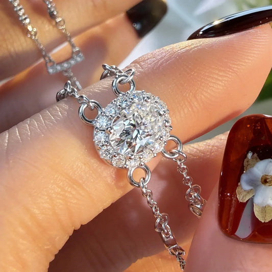 1CT Oval Ruby Papalacha Sapphire Bracelet S925 Silver intay Moissanite Emerald Gemstone Exquisite Bangle Fine Jewelry