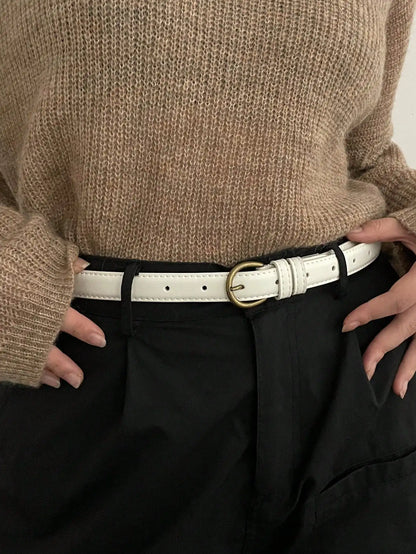 Small Leather Belt Ladies Jeans Belt Ladies 2024 New Belt Thin Retro Decorative Brown
