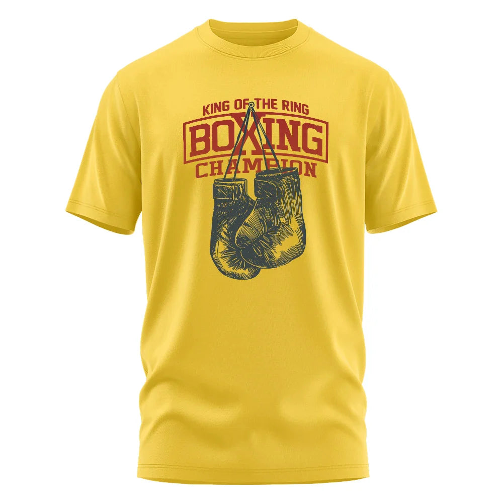 King of The Ring Boxing Champion Printed T Shirt for Men Women Vintage GYM Apparel Tops Tees