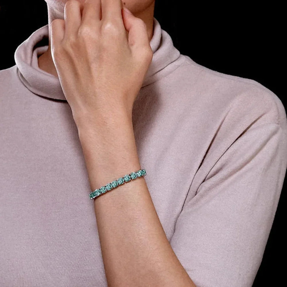 Certified Green Moissanite Tennis Bracelet for Women 925 Silver Plated 18K Gold 3/4/5/6.5mm Diamond Bracelets Fine Jewelry