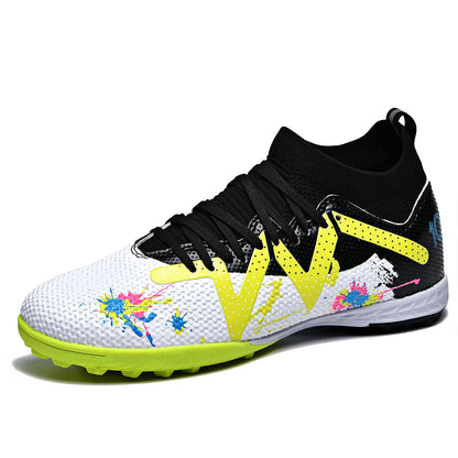 Multicolor TF Turf Soccer Shoes Durable PU Fabric Rubber Outsole Anti-slip Wearproof For Kids Teenager Turf Games