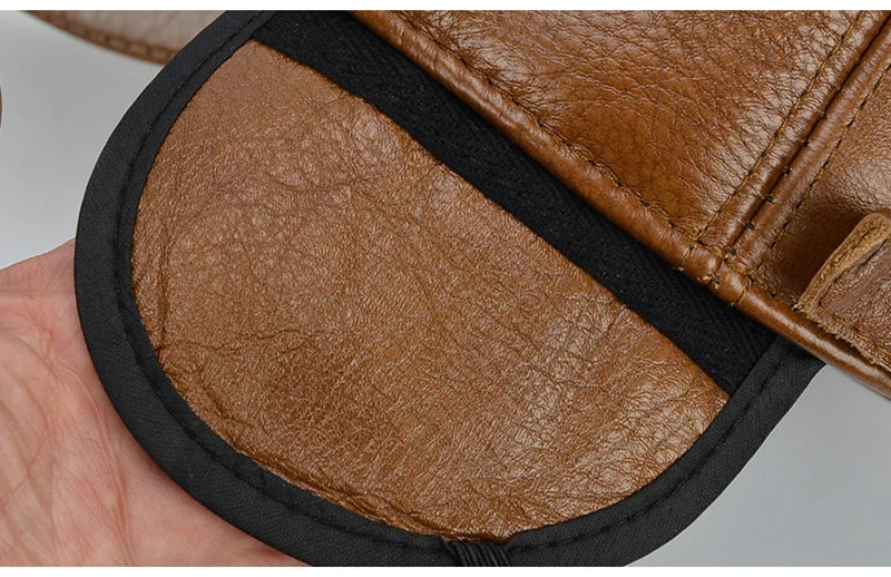 Adjustable Men's Genuine Cowhide Leather Baseball Cap for Fall Winter Outdoor Sports Hat Men Real Cowhide Leather Caps