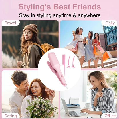 1.25 Inch Deep V-shaped Hair Curling Iron Ghost Waves Wave Perm Tourmaline Hair Curler With Multiple Temperature Her's Gifts