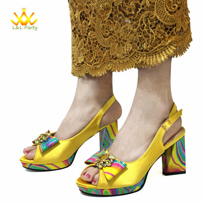 Coffee Color INS Hot Sale New Arrivals 2024 Italian Design Shoes Matching Bag Set Super High Heels Pumps for Garden Party