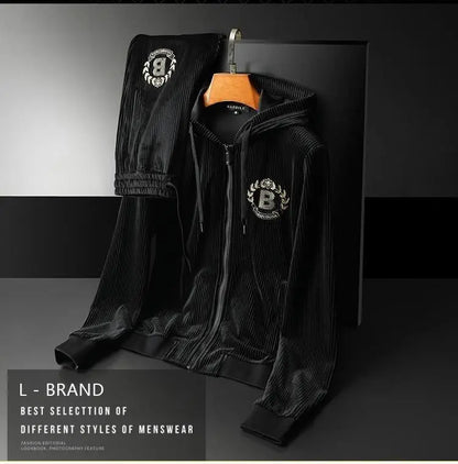 Hoodies For Men Autumn and Winter high quality Gold Velvet Thickened suit plus size Sports suit Two-piece Set pant sets