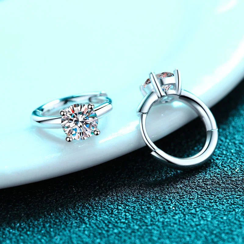 1ct Moissanite Hoop Earrings S925 Sterling Silver with 18k White Gold Plated Diamond Gem Earring for Women Jewelry Gifts