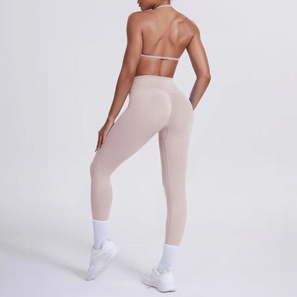 Women 2pcs Patchwork Sport Yoga Suit Training Sleeveless Sport Gym Tops Tummy Control Slimming Booty Leggings Yoga Suit Sports