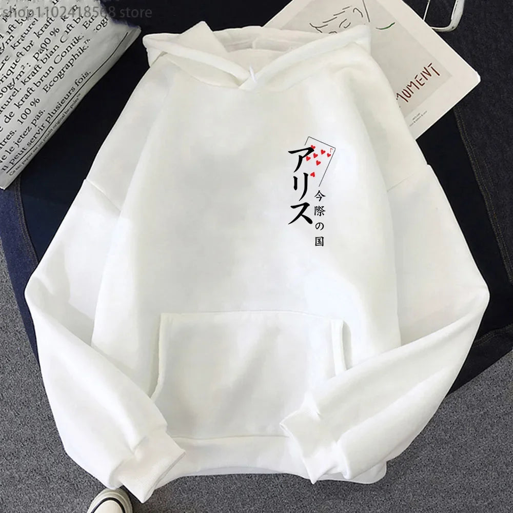 Arisu Seven of Heart Hoodie Anime Alice In Borderland Sweatshirt Spring/Autumn Winter Clothes Harajuku Pullover Men Graphic Tops