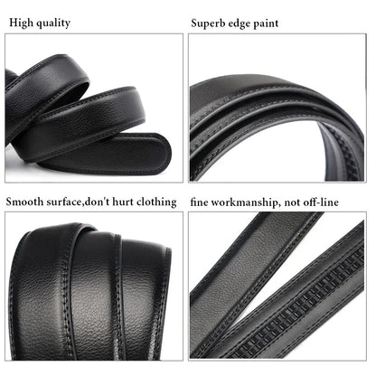 Men Women 2.4 2.8 3.0 3.5 cm Wide Belt No Buckle for Automatic Buckle High Quality PU Leather Belts Body Straps without Buckle