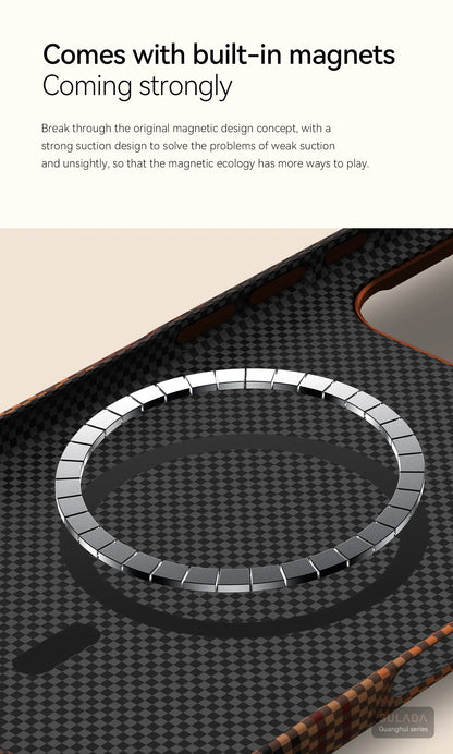 For Iphone 17 Pro Max / 17 Pro / 17 Magnetic Phone Case Carbon Fiber Pattern Magsafe Kevlar Pattern Shockproof Pc Hard Cover