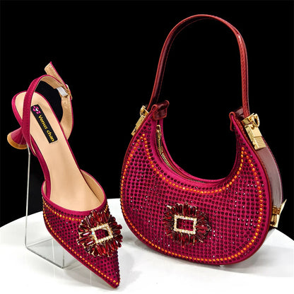Women's Party Heels and Matching Handbag Set - Perfect for African Weddings and Special Occasions