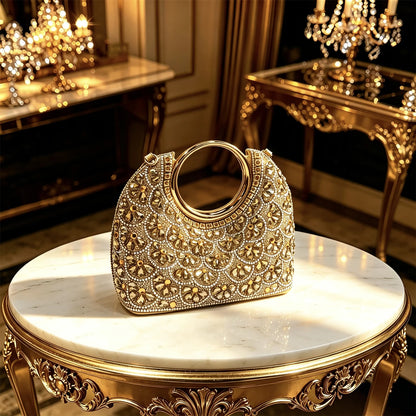 2026 New Arrival Italian-Inspired Peach Rhinestone Pointed Toe Women’s High Heels with Matching Handbag Set – Elegant Wedding