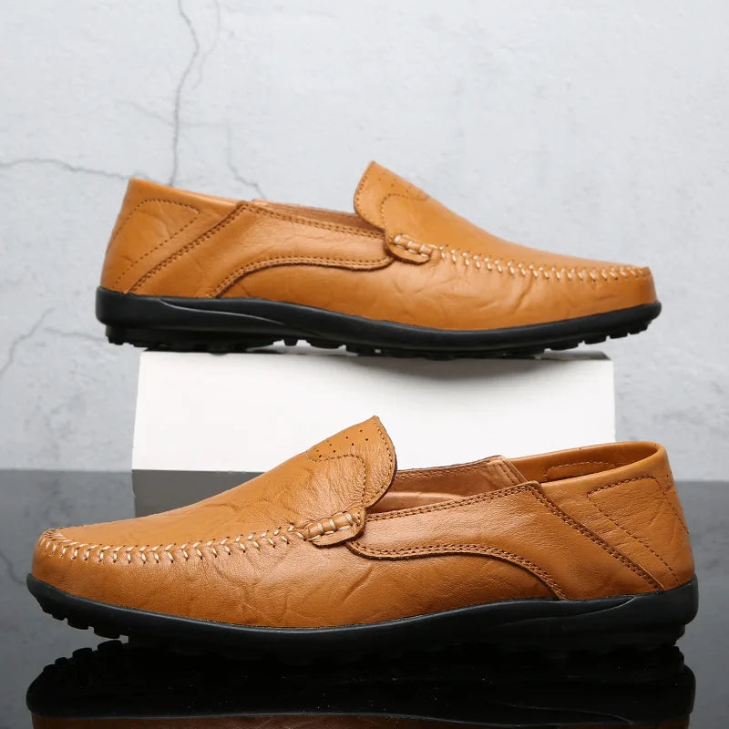 Genuine Leather Men Casual Shoes Luxury Brand Formal Men Loafers Moccasins Italian Breathable Slip on Male Boat Shoes Size 37-47