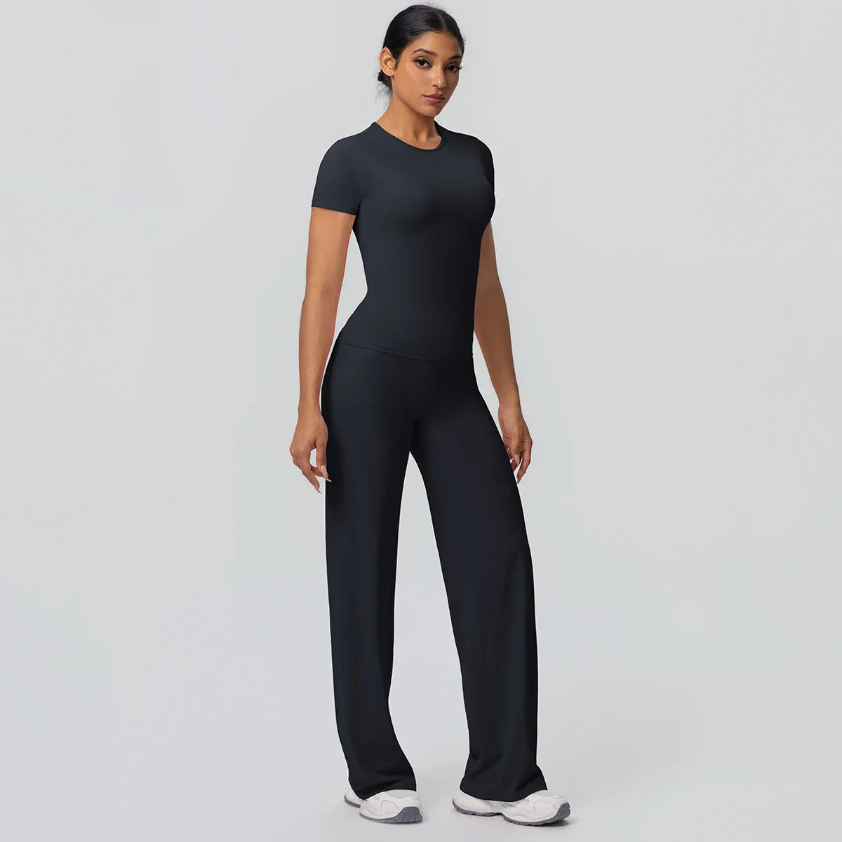 Fitness Sports Workout Yoga Set for Women Naked Feel Slim Casual Workout Top T-Shirt Quick Drying Push Up Running Pants Yoga Set