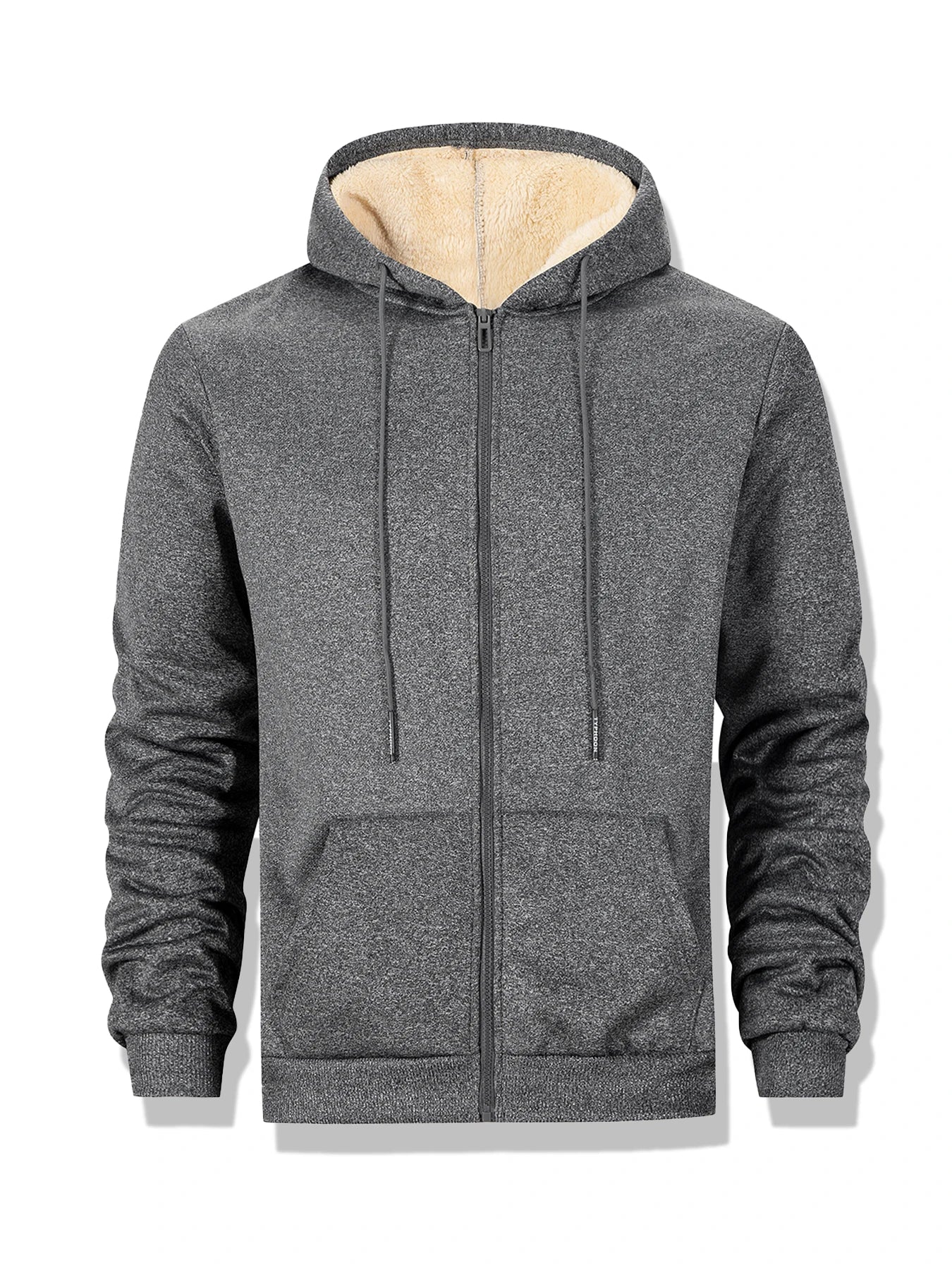 Winter Thick Fleece Zipper Hoodies Thicken Warm Jackets Long Sleeve Sweatshirts Casual Sports Fleece Black Coats Hooded Men Coat