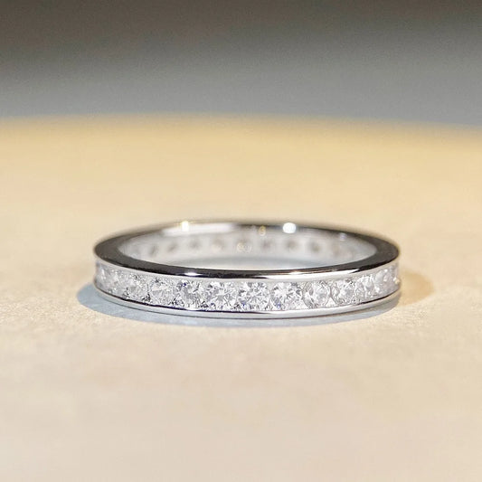 18K white gold versatile and layered tail ring gift for your girlfriend, daily moissanite diamond white gold Pt950 high jewelry