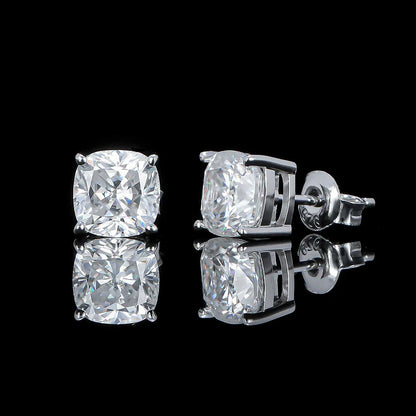 Certified Cushion Cut Moissanite Diamond Stud Earrings 0.5/1ct 925 Sterling Silver Plated 18k Gold Earring for Women Men