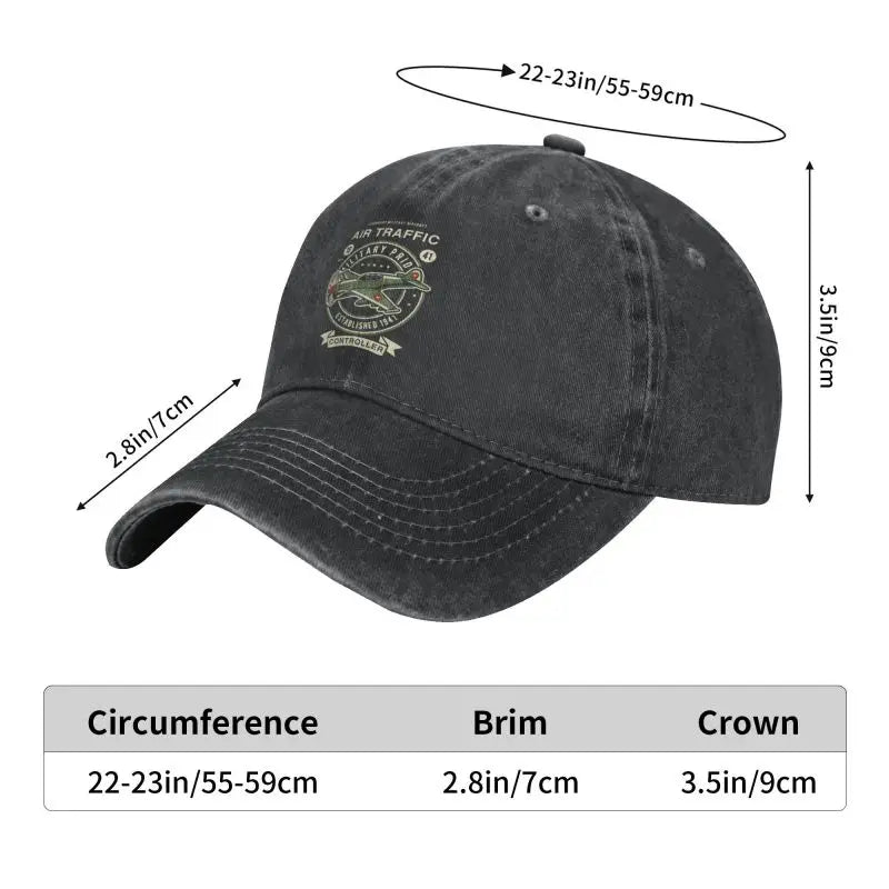Custom Cotton Vintage Air Traffic Controller Baseball Cap Men Women Breathable Pilot