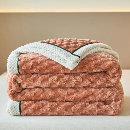 Tortoiseshell Velvet Thermal Blanket 150x200cm - 3D Textured All-Season Throw for Bed Sofa, Soft Fluffy Large Size Home Decor