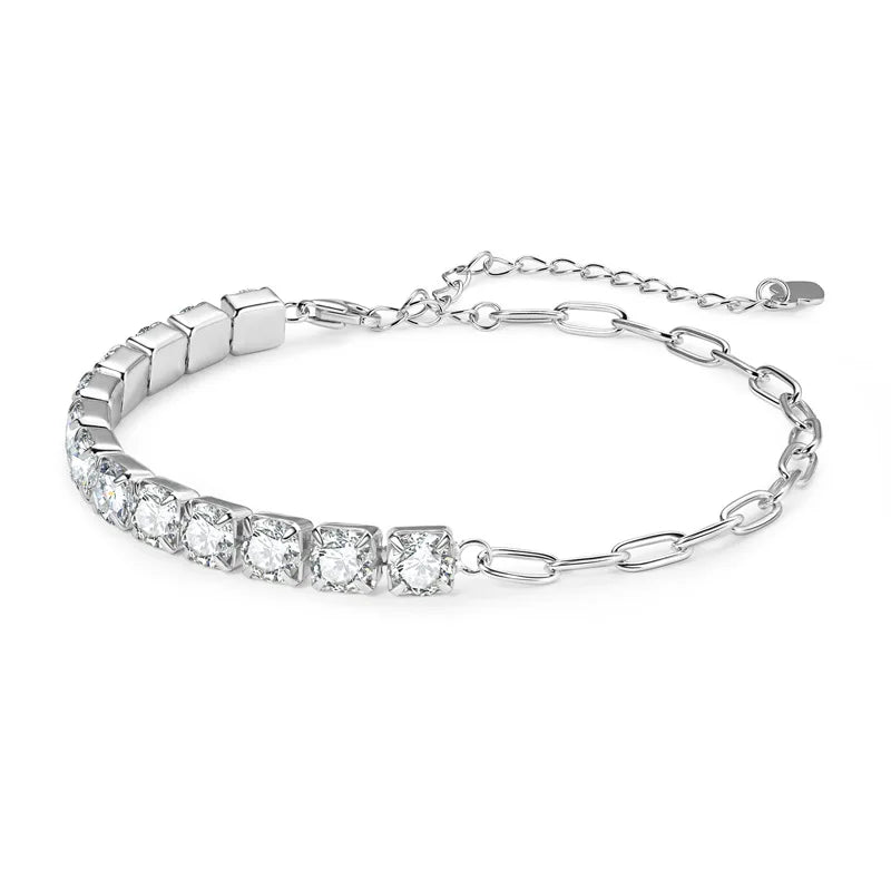 2mm Moissanite Tennis Bracelets With Gra Certificate S925 Sterling Silver Plated 18k Gold Paper Clip Bracelet For Women