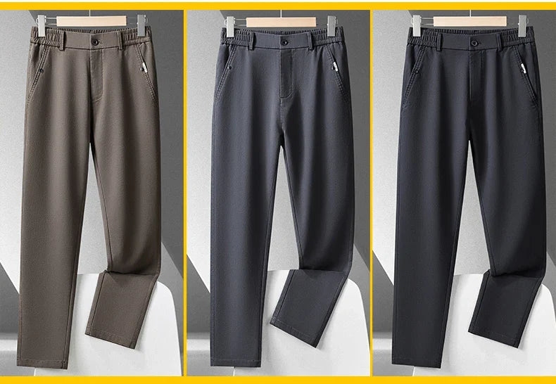 Business Straight Men's Pants Fashion Comfortable Brand Lyocell Soft Trousers Classic Simple Regular Solid Color Slim Pants