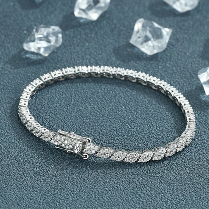 Shape Full Moissanite Tennis Bracelets for Women Men S925 Silver D Color Sparkling Diamond Bangles with Certificate
