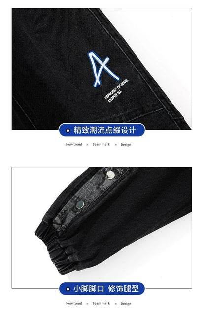 Spring and Autumn New Classic American Retro Loose Tight Leg Pants for Men's Casual Sports Large Size High Quality Jeans