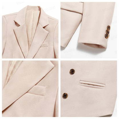 Boy's Solid 4-Piece Suit Set, Single Button Blazer Jacket, Vest, Pants Bow-tie, Wedding Party Dresswear for Kids In Stock