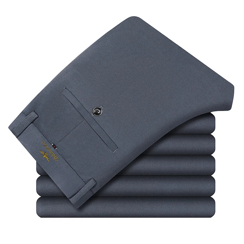 New Fashion Mens Casual Pants 4-Way Stretch Formal Dress Pants Men Regular Fit Suit Pants Work Pants Embroidery