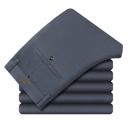 New Fashion Mens Casual Pants 4-Way Stretch Formal Dress Pants Men Regular Fit Suit Pants Work Pants Embroidery
