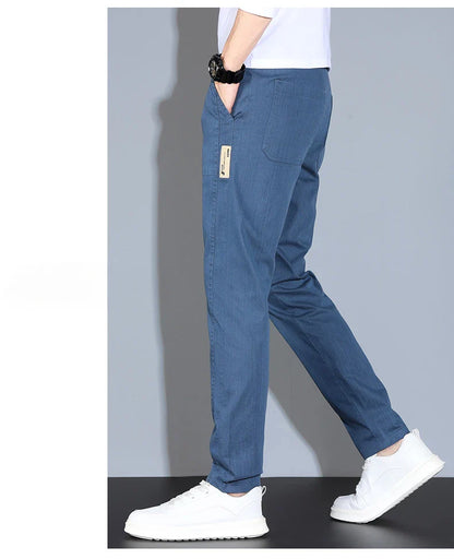 4 Colors Male Casual Pants Spring Summer Thin Cotton Slim Elastic Comfortable Business Trousers Korean Trendy Men Clothes