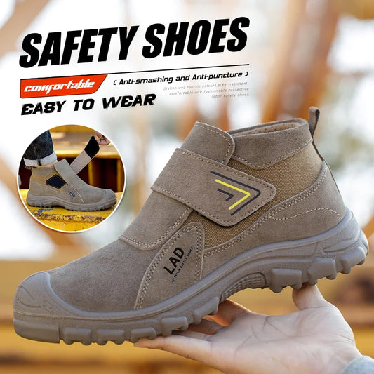 Men's work shoes with wear-resistant solid soles, anti smashing and puncture safety shoes, comfortable and breathable