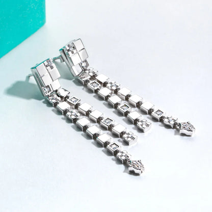 Moissanite Drop Earrings 925 Sterling Silver D Color Lab Created Diamond Multifunctional Dangle Earrings for Women