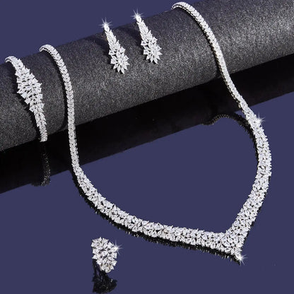 4pcs Bridal Cubic Zirconia Jewelry Sets For Women Party Luxury Dubai Nigeria CZ Crystal Wedding Jewelry Sets