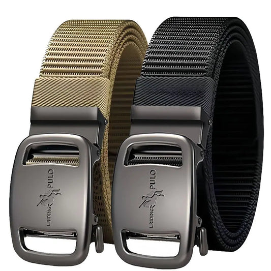 Black Automatic Buckle Belt Men Business Luxury Brand Quality Canvas Belt Casual Simple Wild Style Trendy Jeans Belt