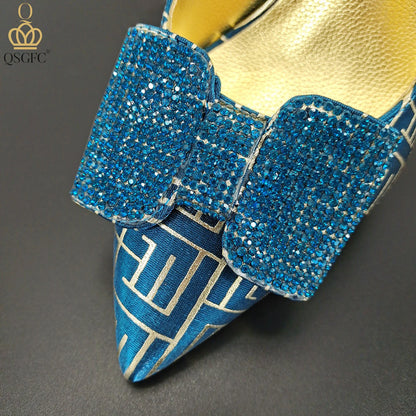 Italian Design Shoes and Bag Set Office Ladies Style Diamond Decoration Classic Women High Heel Shoes and Bag