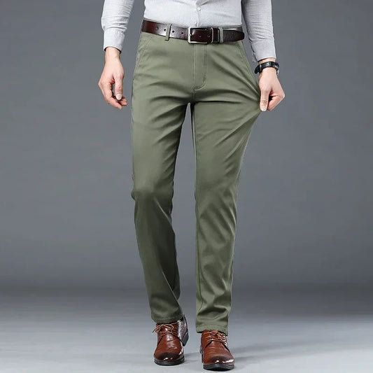 2024 Summer Thin Korean Style Business Casual Trousers for Men Stretch Soft Straight Leg Loose Fashionable Casual Pants Male