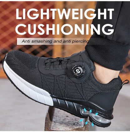 Men's Steel Toe Safety Shoes Anti Smash & Anti Puncture  Lightweight Work Fashionable And Durable Buttoned Safety Shoes Boots